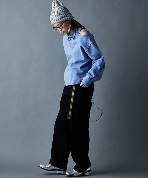 GEVS.（ジェイヴィス）の「綿100％ショルダーカットスウェット＜大きいサイズ有＞GEVS.（スウェット・レディース・サックスブルー/スミクロ・3L/LL/L/M/5L/4L）」の18枚目の写真