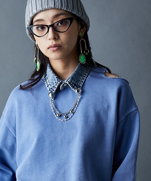 GEVS.（ジェイヴィス）の「綿100％ショルダーカットスウェット＜大きいサイズ有＞GEVS.（スウェット・レディース・サックスブルー/スミクロ・3L/LL/L/M/5L/4L）」の20枚目の写真