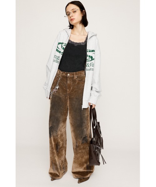 SLY（スライ）の「L/W VINTAGE FLOCKY DENIM PT ローウエスト ヴィンテージ フロッキー デニムパンツ（デニムパンツ・レディース・ブラウン・0/1/2）」の3枚目の写真