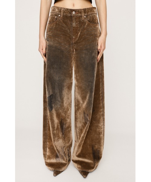 SLY（スライ）の「L/W VINTAGE FLOCKY DENIM PT ローウエスト ヴィンテージ フロッキー デニムパンツ（デニムパンツ・レディース・ブラウン・0/1/2）」の4枚目の写真