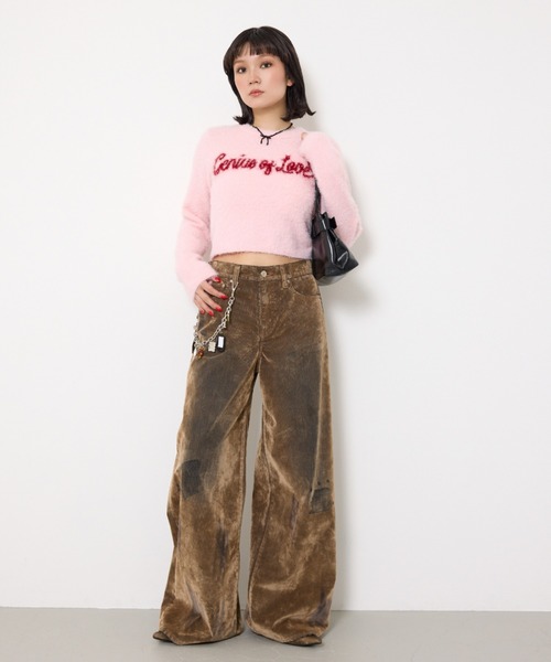 SLY（スライ）の「L/W VINTAGE FLOCKY DENIM PT ローウエスト ヴィンテージ フロッキー デニムパンツ（デニムパンツ・レディース・ブラウン・0/1/2）」の12枚目の写真