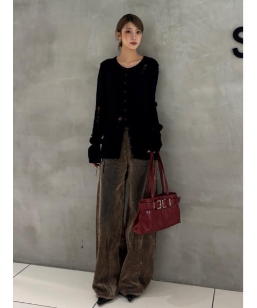 SLY（スライ）の「L/W VINTAGE FLOCKY DENIM PT ローウエスト ヴィンテージ フロッキー デニムパンツ（デニムパンツ・レディース・ブラウン・0/1/2）」の15枚目の写真