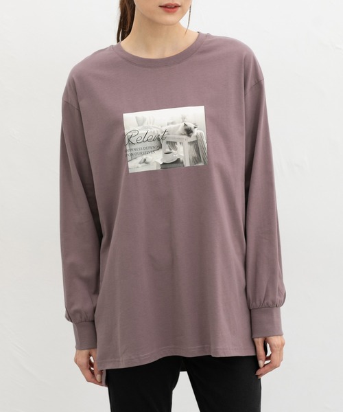Honeys（ハニーズ）の「フォトチュニックＴシャツ（Tシャツ/カットソー・レディース・モカ/ピンク/ブラック/オフホワイト・L/LL/M/S）」の3枚目の写真
