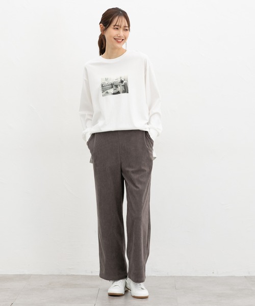 Honeys（ハニーズ）の「フォトチュニックＴシャツ（Tシャツ/カットソー・レディース・モカ/ピンク/ブラック/オフホワイト・L/LL/M/S）」の6枚目の写真