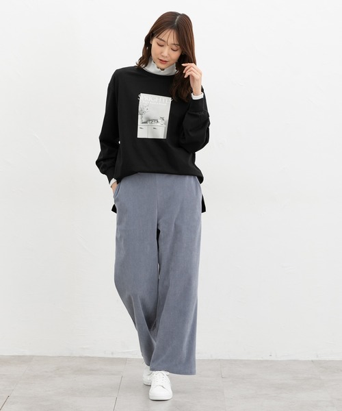 Honeys（ハニーズ）の「フォトチュニックＴシャツ（Tシャツ/カットソー・レディース・モカ/ピンク/ブラック/オフホワイト・L/LL/M/S）」の8枚目の写真