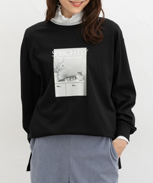 Honeys（ハニーズ）の「フォトチュニックＴシャツ（Tシャツ/カットソー・レディース・モカ/ピンク/ブラック/オフホワイト・L/LL/M/S）」の10枚目の写真