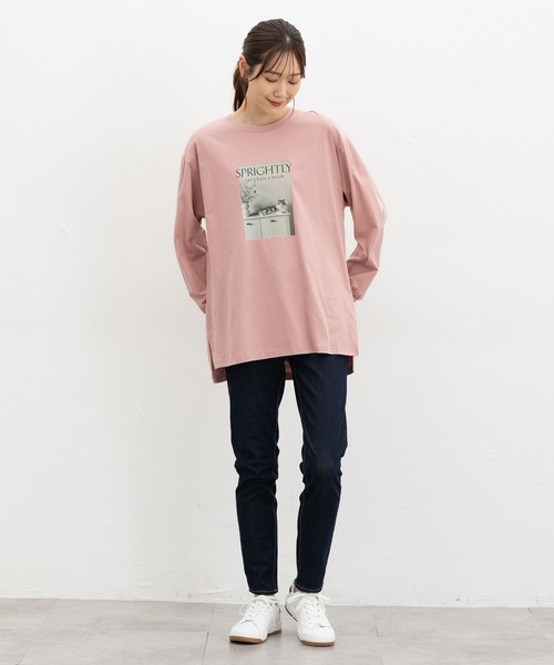 Honeys（ハニーズ）の「フォトチュニックＴシャツ（Tシャツ/カットソー・レディース・モカ/ピンク/ブラック/オフホワイト・L/LL/M/S）」の11枚目の写真