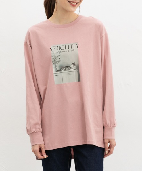 Honeys（ハニーズ）の「フォトチュニックＴシャツ（Tシャツ/カットソー・レディース・モカ/ピンク/ブラック/オフホワイト・L/LL/M/S）」の12枚目の写真