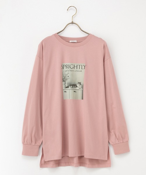 Honeys（ハニーズ）の「フォトチュニックＴシャツ（Tシャツ/カットソー・レディース・モカ/ピンク/ブラック/オフホワイト・L/LL/M/S）」の19枚目の写真