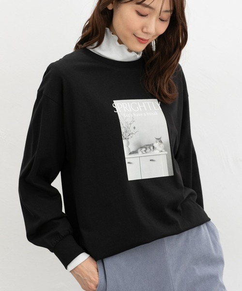 Honeys（ハニーズ）の「フォトチュニックＴシャツ（Tシャツ/カットソー・レディース・モカ/ピンク/ブラック/オフホワイト・L/LL/M/S）」の9枚目の写真