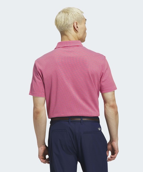adidas ピンク ストライプ ポロシャツ オリジナルスゴルフ Originals ストライプ ピケ ポロ【adidas Golf