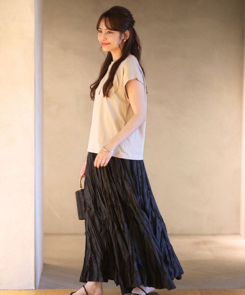 Ehre style(エーレスタイル)の「透けにくい!街歩きスカートワッシャー加工(スカート・レディース・ブラック/ベージュ/カーキ・FREE)」の12枚目の写真