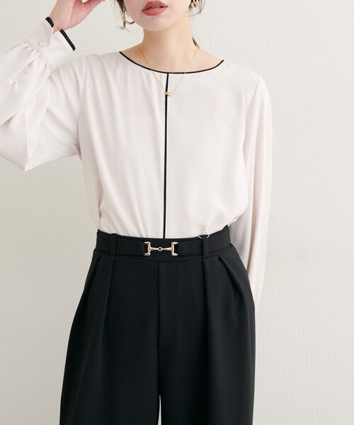 natural couture(ナチュラルクチュール)の「【WEB限定】バイカラー長袖ブラウス(シャツ/ブラウス・レディース・ネイビー/オフホワイト/サックスブルー/ピンクベージュ・FREE)」の12枚目の写真