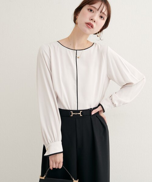 natural couture(ナチュラルクチュール)の「【WEB限定】バイカラー長袖ブラウス(シャツ/ブラウス・レディース・ネイビー/オフホワイト/サックスブルー/ピンクベージュ・FREE)」の13枚目の写真