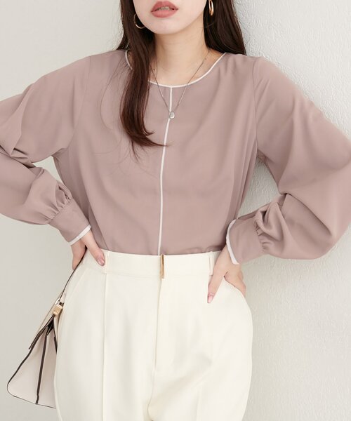 WEB限定】バイカラー長袖ブラウス（シャツ/ブラウス）｜natural