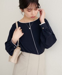 【WEB限定】バイカラー長袖ブラウス