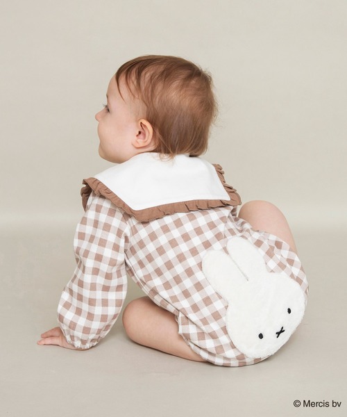 Miffy（ ミッフィー）の「【miffy/ミッフィー】おしりモチーフ長袖カバーオール（ロンパース・キッズ・ベージュ/ピンク・80/70）」の2枚目の写真