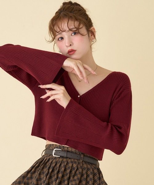 セール】ベルスリーブリブカーディガン（カーディガン/ボレロ）｜one