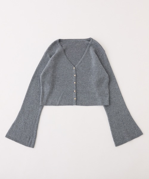 one after another NICE CLAUP(ワンアフターアナザーナイスクラップ)の「ベルスリーブリブカーディガン(カーディガン/ボレロ・レディース・レッド/ピンク/ホワイト/ブラック/杢グレー・FREE)」の21枚目の写真