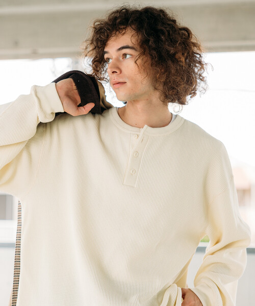 限定展開 ビッグシルエット ロングスリーブ ワッフル サーマル