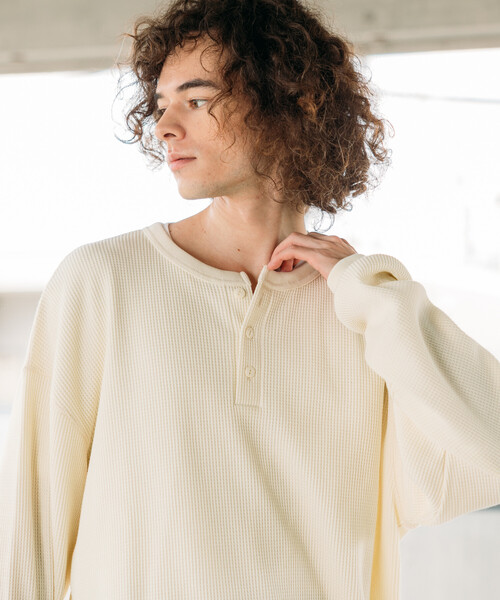 限定展開 ビッグシルエット ロングスリーブ ワッフル サーマル