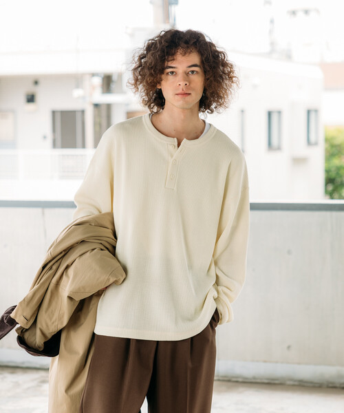 限定展開 ビッグシルエット ロングスリーブ ワッフル サーマル