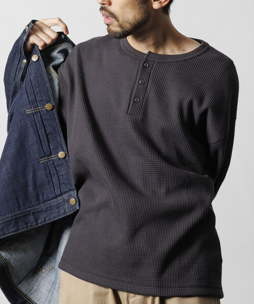 限定展開 ビッグシルエット ロングスリーブ ワッフル サーマル