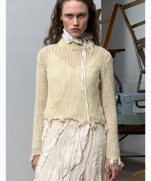 【Geek Office / ギークオフィス】OPEN YY Knitted DISTRESSED CROP KNIT