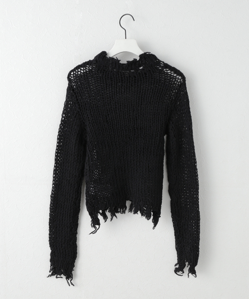 OPEN Yy(オープンワイワイ)の「【Geek Office / ギークオフィス】OPEN YY Knitted DISTRESSED CROP KNIT(ニット/セーター・レディース・ブラウン/ブラック/ホワイト・SMALL)」の9枚目の写真
