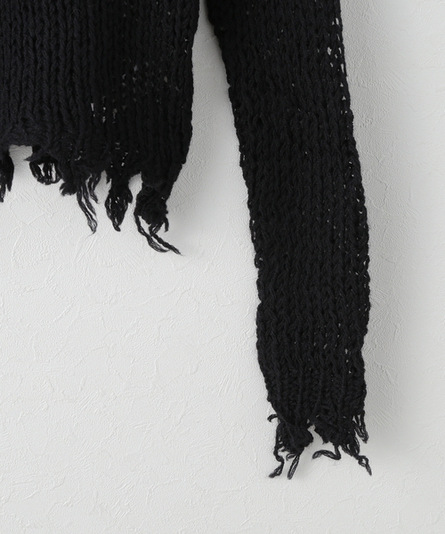 OPEN Yy(オープンワイワイ)の「【Geek Office / ギークオフィス】OPEN YY Knitted DISTRESSED CROP KNIT(ニット/セーター・レディース・ブラウン/ブラック/ホワイト・SMALL)」の11枚目の写真