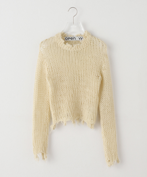 OPEN Yy(オープンワイワイ)の「【Geek Office / ギークオフィス】OPEN YY Knitted DISTRESSED CROP KNIT(ニット/セーター・レディース・ブラウン/ブラック/ホワイト・SMALL)」の22枚目の写真