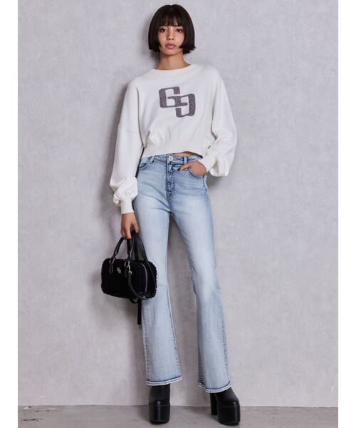 GYDA（ジェイダ）の「ハイウエストBASICフレアデニムパンツ（デニムパンツ・レディース・ライトブルー/インディゴブルー/グレー・X-SMALL/SMALL/MEDIUM）」の13枚目の写真