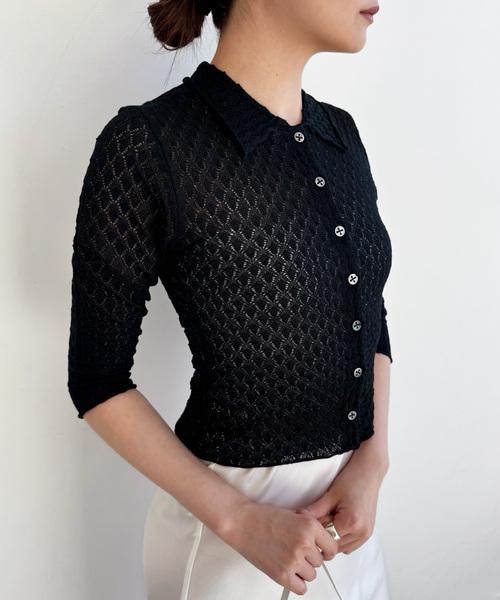 レーシーポロシャツニット（ニット/セーター）｜EDIT. FOR LULU