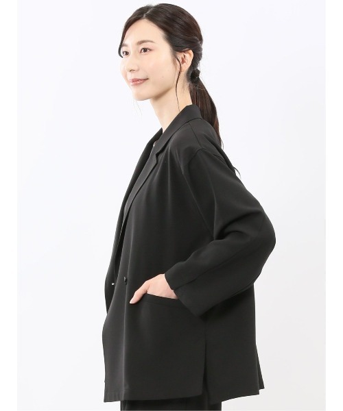 m.f.editorial(エムエフエディトリアル)の「【ストレッチ UVカット イージーケア】m.f.エディトリアル レディース ドライタッチ カルゼ シャツ ジャケット (セットアップ可能)(テーラードジャケット・レディース・ブラック/ベージュ・LARGE/MEDIUM)」の8枚目の写真
