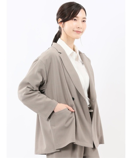 m.f.editorial(エムエフエディトリアル)の「【ストレッチ UVカット イージーケア】m.f.エディトリアル レディース ドライタッチ カルゼ シャツ ジャケット (セットアップ可能)(テーラードジャケット・レディース・ブラック/ベージュ・LARGE/MEDIUM)」の19枚目の写真