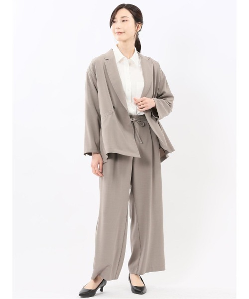 m.f.editorial(エムエフエディトリアル)の「【ストレッチ UVカット イージーケア】m.f.エディトリアル レディース ドライタッチ カルゼ シャツ ジャケット (セットアップ可能)(テーラードジャケット・レディース・ブラック/ベージュ・LARGE/MEDIUM)」の20枚目の写真