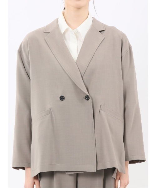 m.f.editorial(エムエフエディトリアル)の「【ストレッチ UVカット イージーケア】m.f.エディトリアル レディース ドライタッチ カルゼ シャツ ジャケット (セットアップ可能)(テーラードジャケット・レディース・ブラック/ベージュ・LARGE/MEDIUM)」の21枚目の写真
