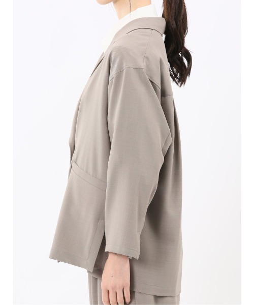 m.f.editorial(エムエフエディトリアル)の「【ストレッチ UVカット イージーケア】m.f.エディトリアル レディース ドライタッチ カルゼ シャツ ジャケット (セットアップ可能)(テーラードジャケット・レディース・ブラック/ベージュ・LARGE/MEDIUM)」の22枚目の写真