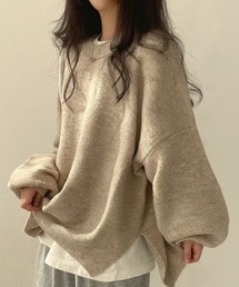 サイドスリットボリュームスリーブニット