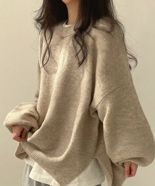 セール】サイドスリットボリュームスリーブニット（ニット/セーター