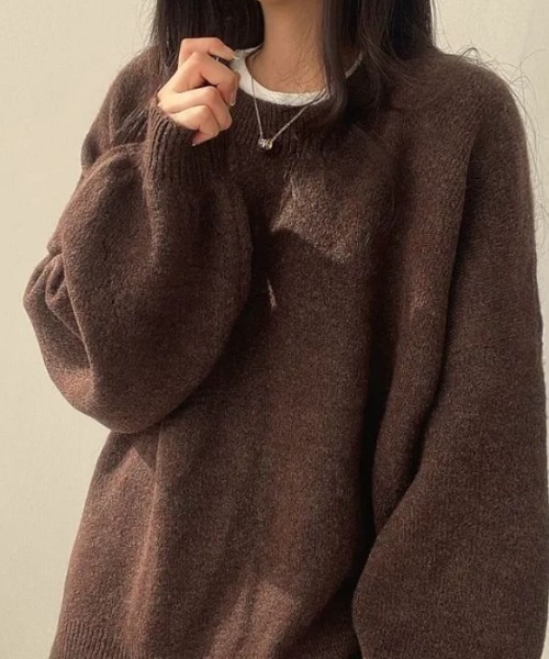 cammie（キャミー）の「サイドスリットボリュームスリーブニット（ニット/セーター・レディース・グレー/ブラウン/ベージュ・F）」の10枚目の写真