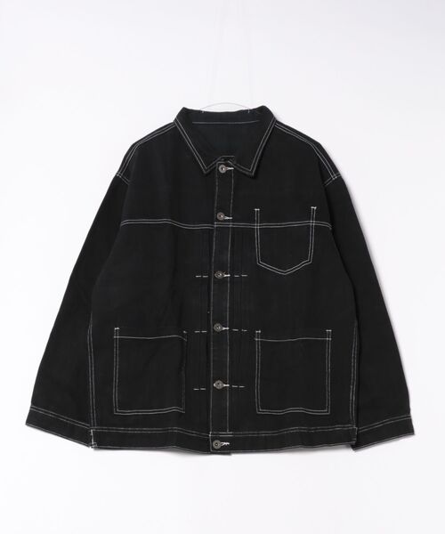 SETUP7（セットアップセブン）の「【SETUP7】デニムワークジャケット カバーオール / オーバーサイズ/フレンチワークテイスト KNF144（カバーオール・メンズ・グレー/ブラック/ベージュ・M/L/XL）」の8枚目の写真