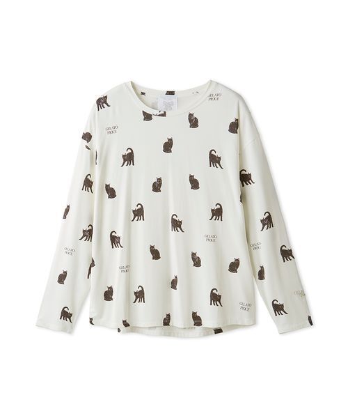 セール】CAT総柄ロンT（ルームウェア/パジャマ）｜gelato pique