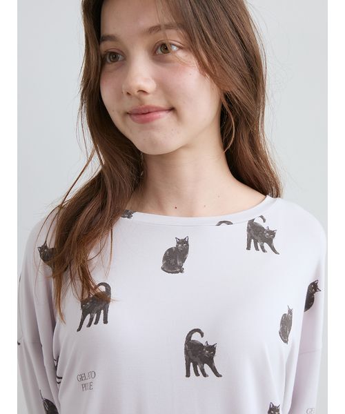 セール】CAT総柄ロンT（ルームウェア/パジャマ）｜gelato pique