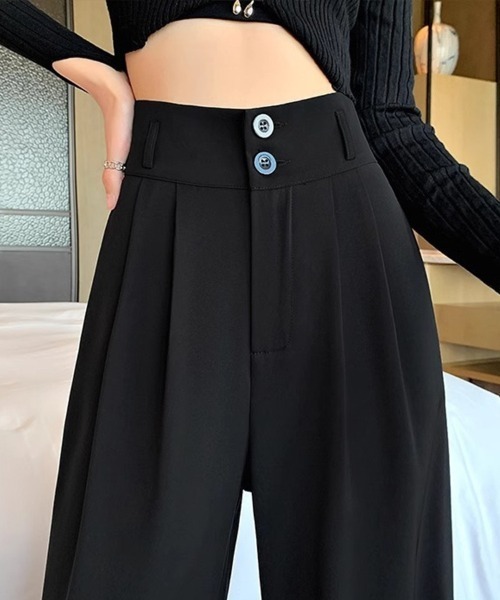 SallyLunn(サリーラン)の「ダブルボタンスラックスパンツ(スラックス・レディース・ブラック/ブラウン/ダークグレー・MEDIUM/LARGE)」の4枚目の写真