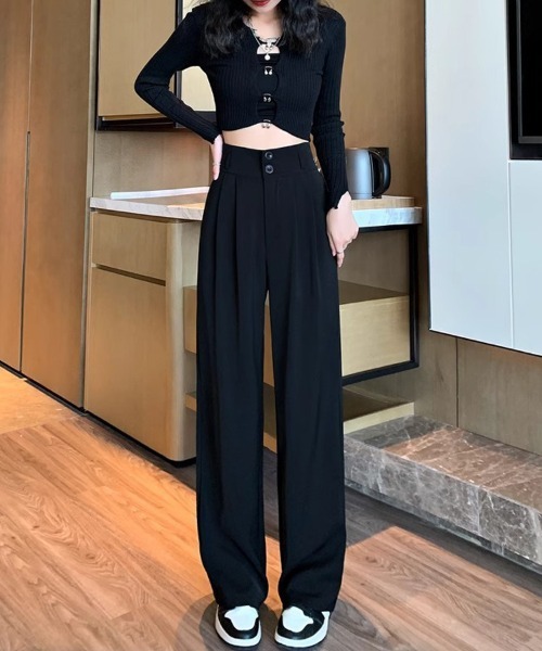 SallyLunn(サリーラン)の「ダブルボタンスラックスパンツ(スラックス・レディース・ブラック/ブラウン/ダークグレー・MEDIUM/LARGE)」の5枚目の写真