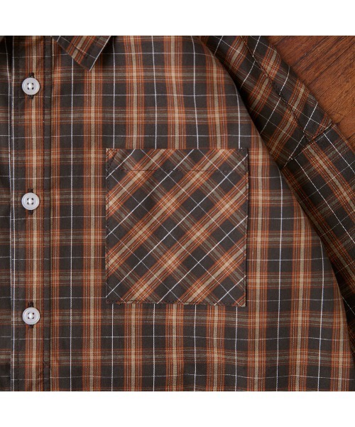Fluffy BROTHERS（フラッフィーブラザーズ）の「チェック長袖シャツ（シャツ/ブラウス・キッズ・ブラウン・140/90/100/110/120/80/130/M/L）」の6枚目の写真