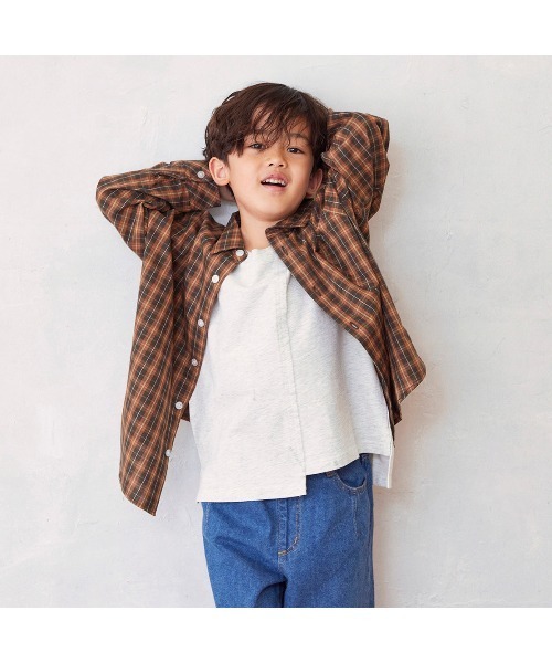 Fluffy BROTHERS（フラッフィーブラザーズ）の「チェック長袖シャツ（シャツ/ブラウス・キッズ・ブラウン・140/90/100/110/120/80/130/M/L）」の7枚目の写真