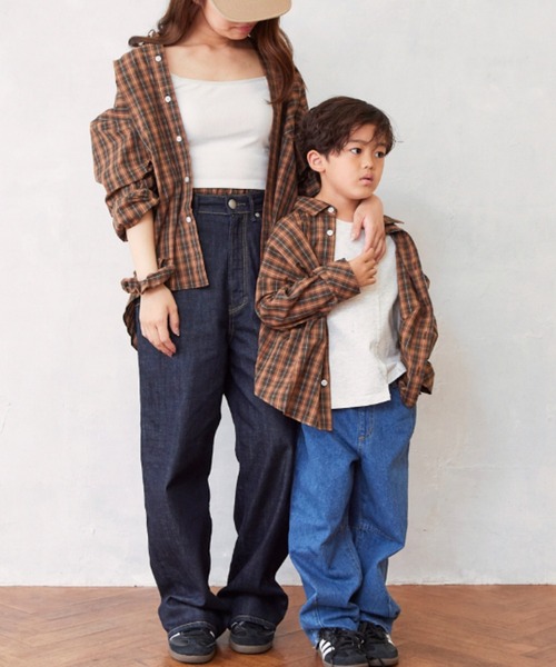 Fluffy BROTHERS（フラッフィーブラザーズ）の「チェック長袖シャツ（シャツ/ブラウス・キッズ・ブラウン・140/90/100/110/120/80/130/M/L）」の6枚目の写真