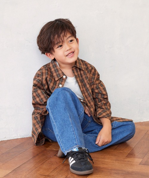 Fluffy BROTHERS（フラッフィーブラザーズ）の「チェック長袖シャツ（シャツ/ブラウス・キッズ・ブラウン・140/90/100/110/120/80/130/M/L）」の3枚目の写真
